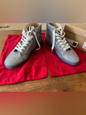 Christian Louboutin Bip Bip glitter disco ball high top sneakers 38.5